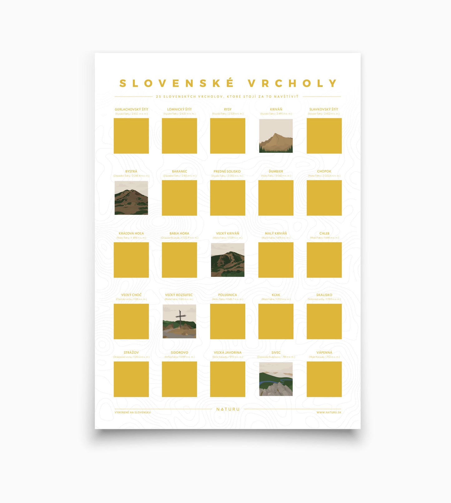 Stírací plakát Slovenské vrcholy